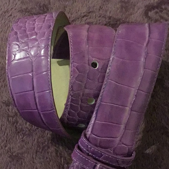 Suzanne Summers Wide Genuine Leather Purple Cured Belt, M/L-45” - Picture 12 of 16